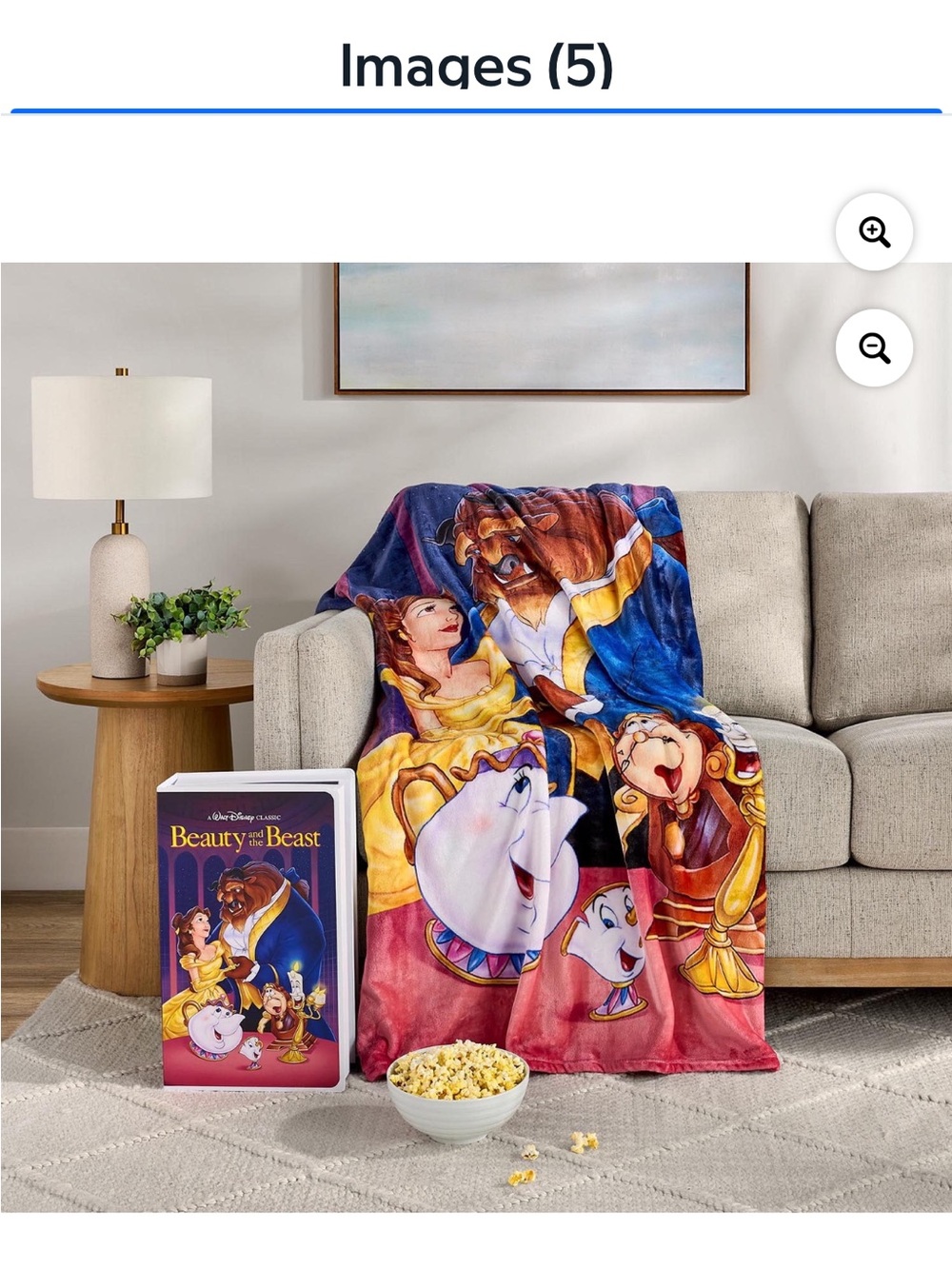 Disney Beauty and the Beast VHS boxed silk touch throw. NEW IN BOX